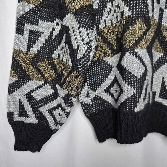 Checkpoint Vintage 90s Mens Geometric Cosby Eclectic Grandpa Sweater S Grunge - Picture 3 of 10